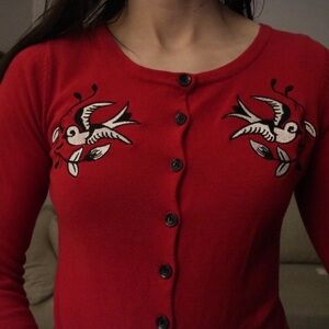 Sourpuss rockabilly retro bird cardigan